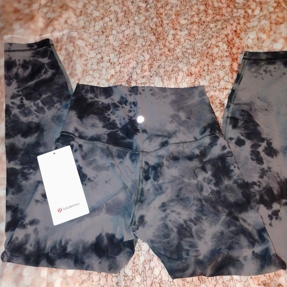 lululemon Align Black & Gray Tie-Dye Pants Leggings NWT